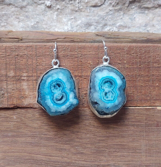 Blue Solar Quartz Gemstone Handmade 925Sterling Silver Jewelry Earring For Women