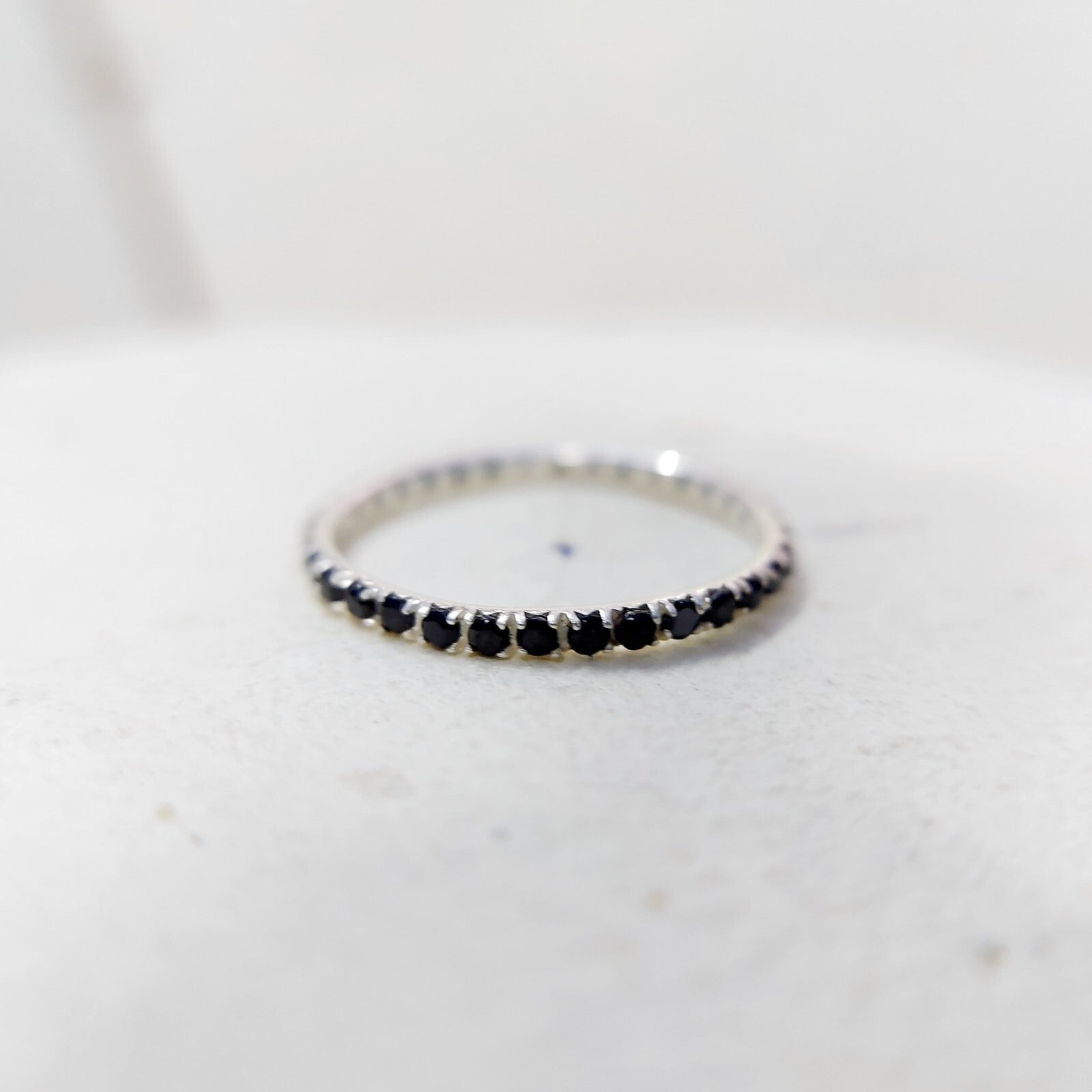 Black Onyx Gemstone Silver Handmade Eternity Engagement Women Gift Ring Us5~15