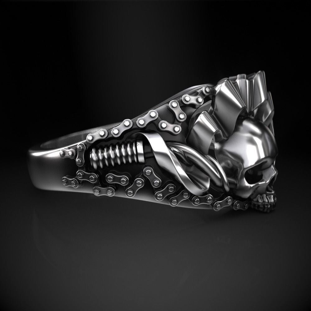 Motorcycle Club Skull Gothic Punisher Biker Ring US7-15 Harley Men Rider Ring