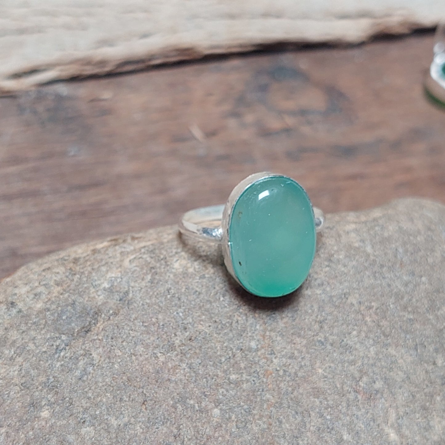 Aqua Chalcedony Ring 925 Silver Handmade Ring Oval Gemstone Men Ring Gift US5~15