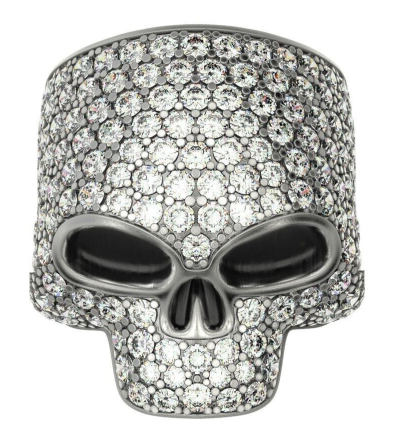 Full Moissanite Handmade Skull Ring Biker Punk Gothic Jewelry 925 Silver US7~15