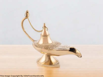 Aladdin Premium Antique Brass Chirag Showpiece Decorative Aladdin Lamp
