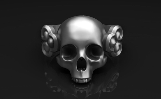 Dark Skull Ring 925 Silver Handmade Unique Bold Large Head Biker Ring Men US5~15