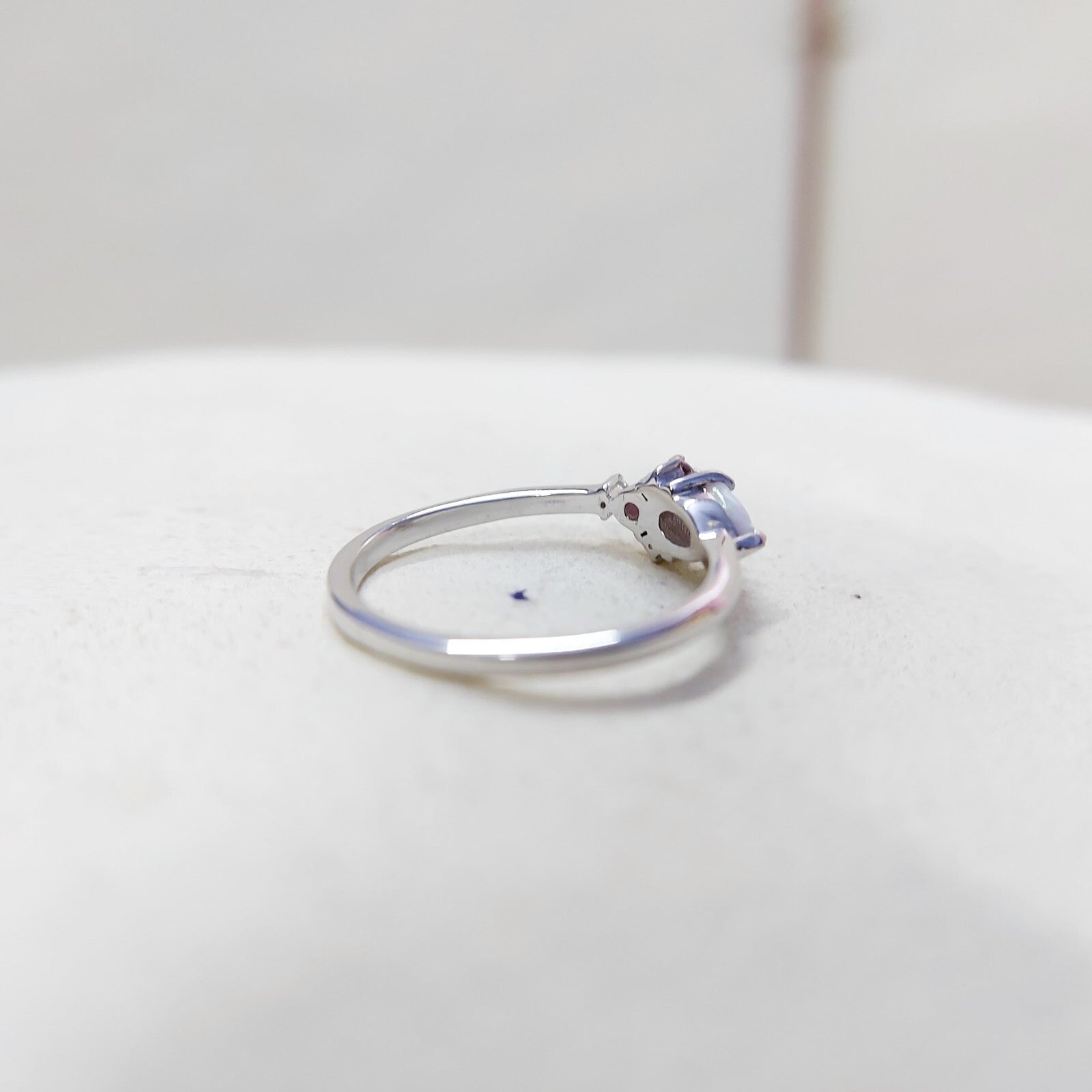 Opal Pink Tourmaline Wedding Band Silver Engagement Wedding Women Ring US5~15
