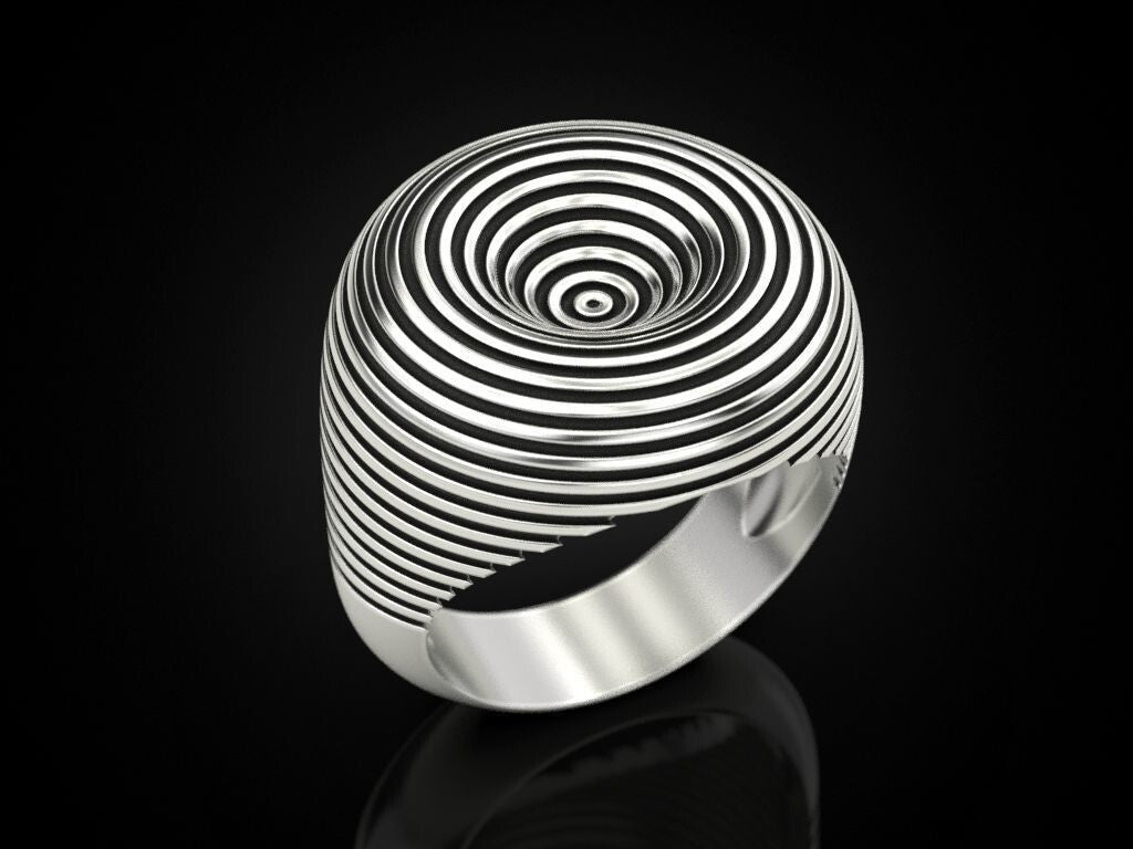 Hypnotic Spiral Ring Fine Silver Optical Illusion Statement Fashion Ring US5~15