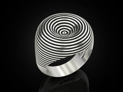 Hypnotic Spiral Ring Fine Silver Optical Illusion Statement Fashion Ring US5~15