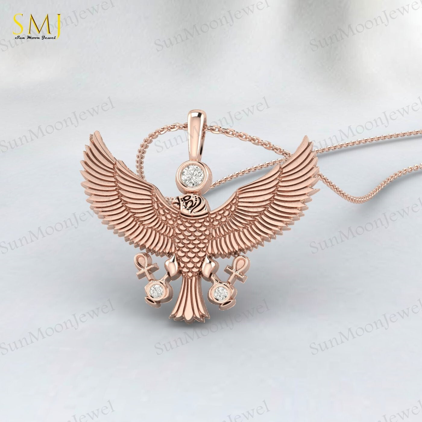 American Eagle Pendant 925 Silver CZ Eagle Necklace Men Biker Chain Gift US5~15