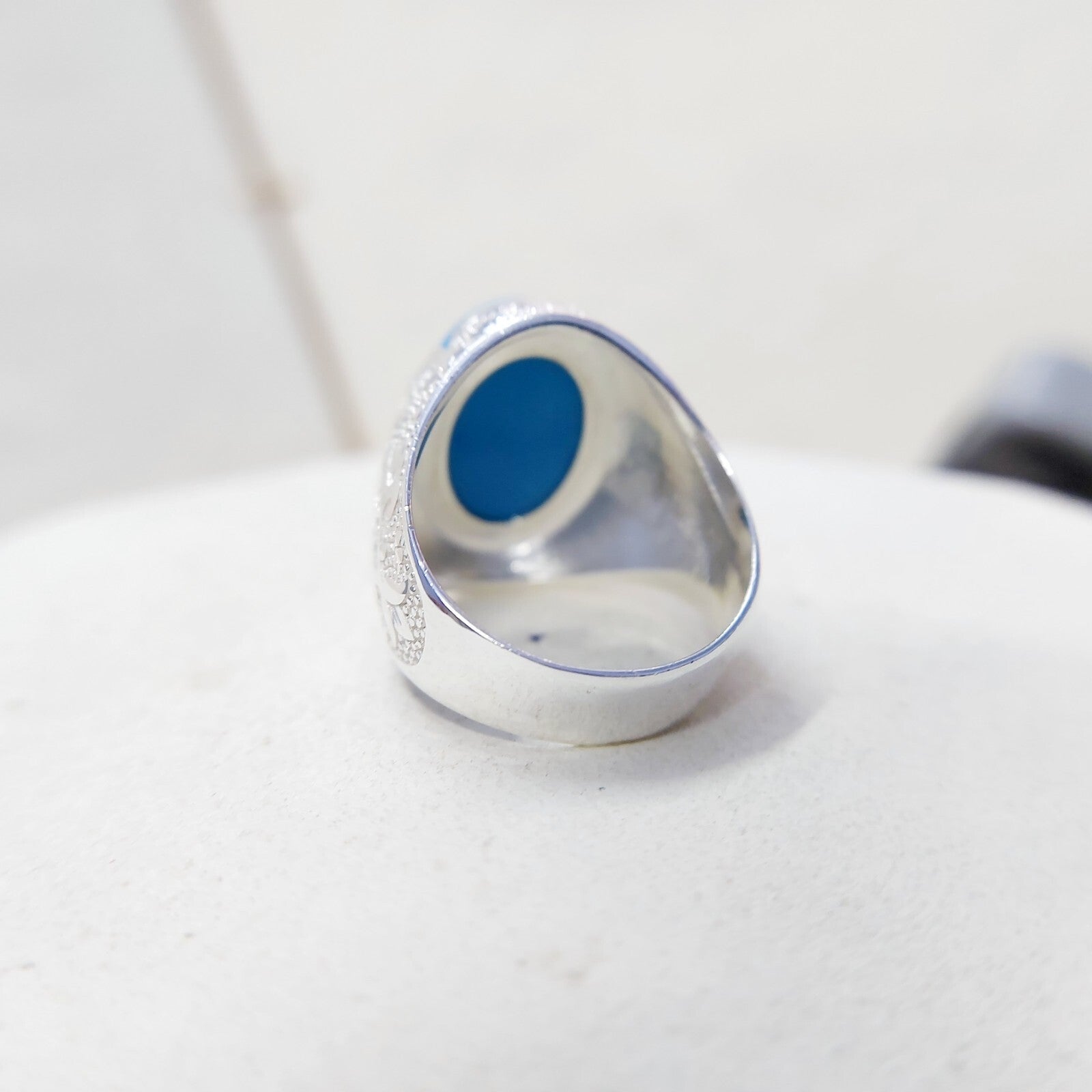 Solid 925 Silver Natural Lite Blue Turquoise Gemstone Birthday Gift Men's US5~15