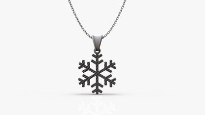 Silver Snowflake Necklace Pendant Winter Snow Weather Christmas Gift Women Men
