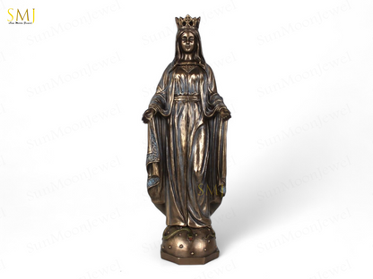 Saint Mary Statue with Church Handmade Virgin Mary Saint Home Decor Saint Mary