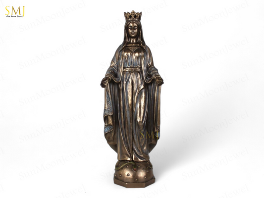 Saint Mary Statue with Church Handmade Virgin Mary Saint Home Decor Saint Mary