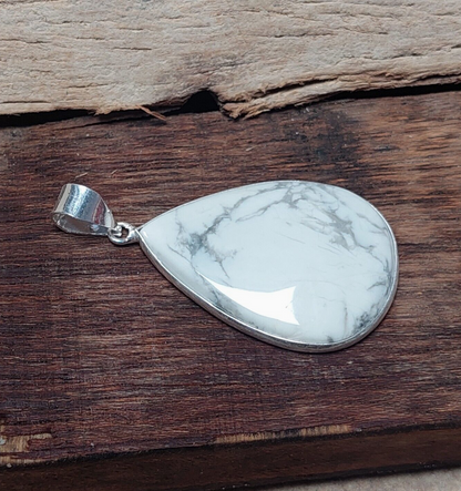 Teardrop Howlite Gemstone Sterling Silver Pendant,Designer Pendant Gift For Men
