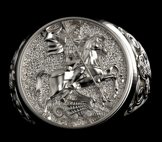 925 Sterling Silver Saint George Ring Dragon Patron Us5~ 15 Men Unique Gift Men