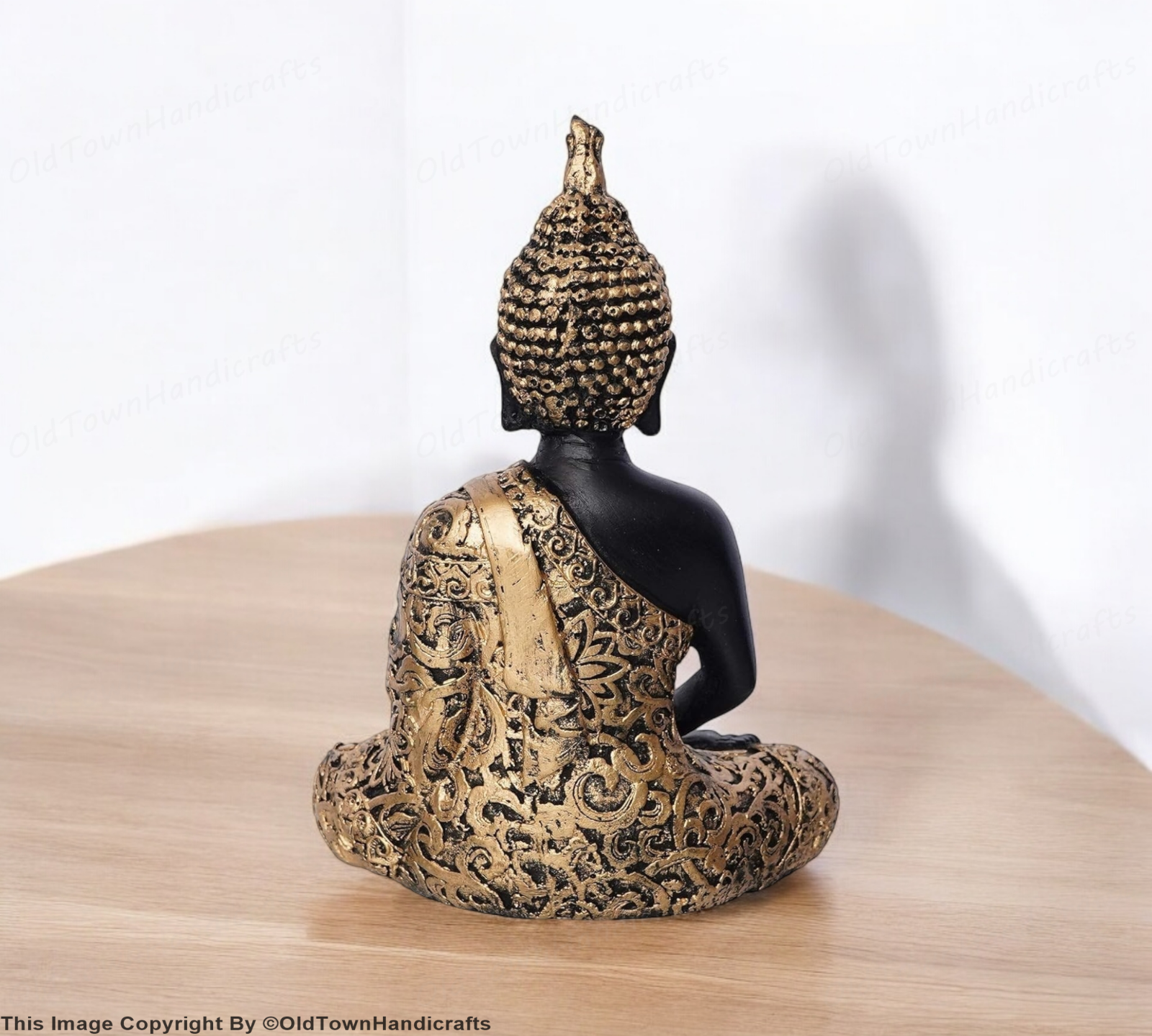 Black & Copper Polyresin Meditating Lord Buddha Statue Ideal for Home Decor Gift