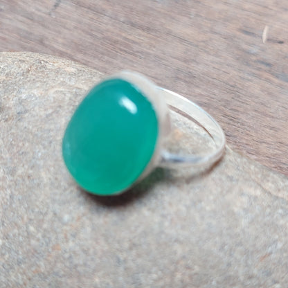 Oval Green Onyx Ring,925 Sterling Silver Handmade Ring,Casual Ring,Gift For All