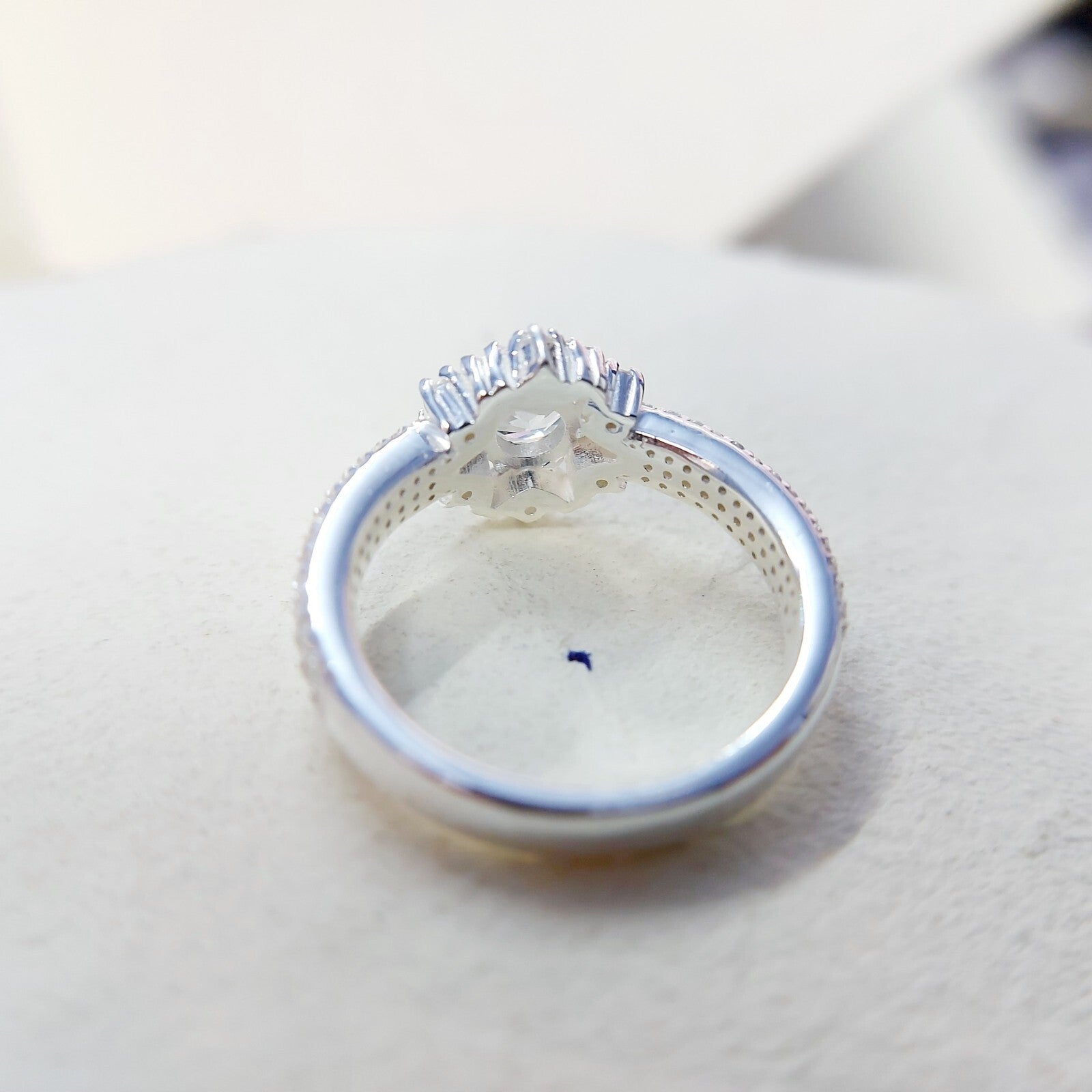 Halo Moissanite Flower Ring Lab Grown Silver Ring for Women Wedding Gift US5-15