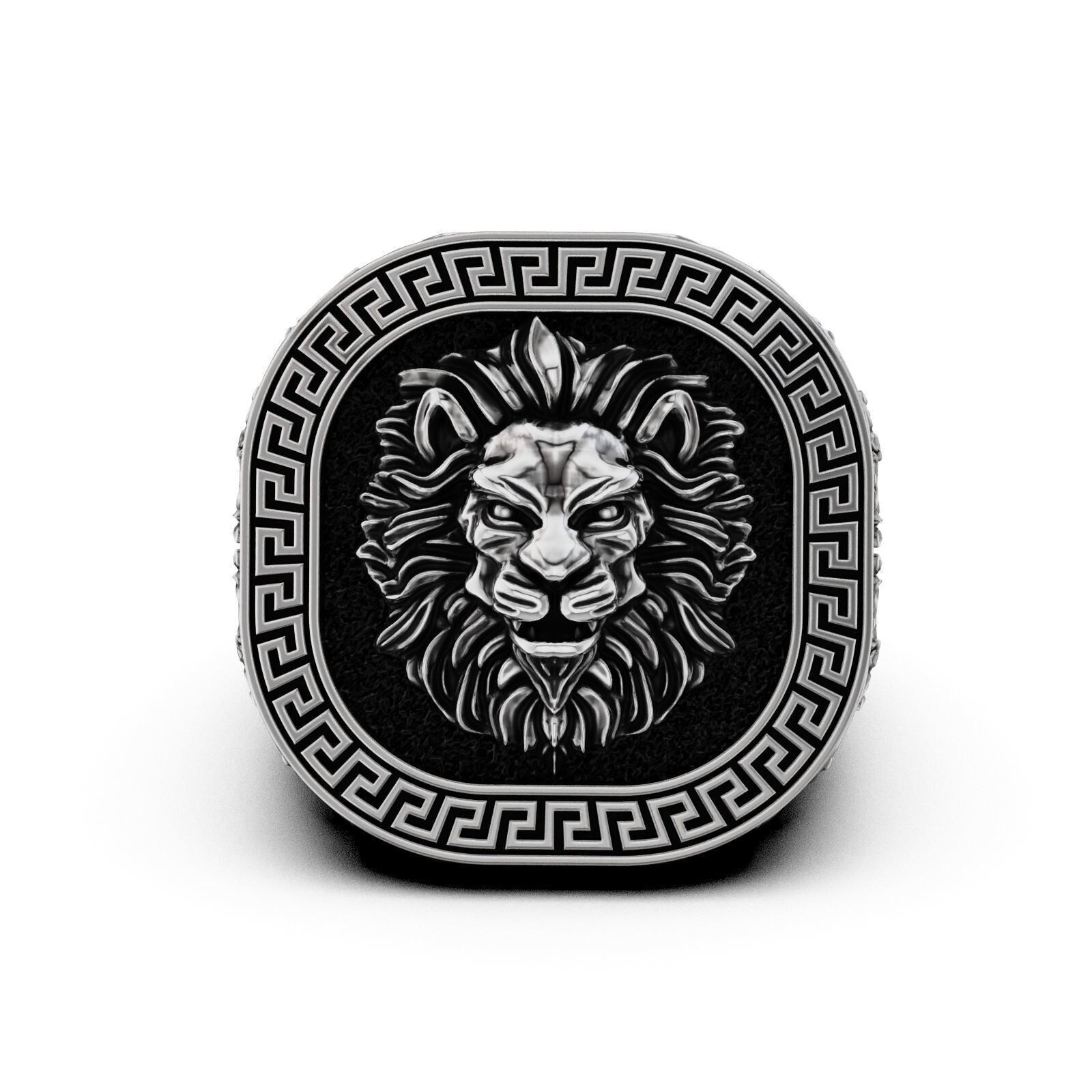 Lion Head 925 Sterling Silver Ring Handmade Men’s Animal Ring Jewelry US5~15