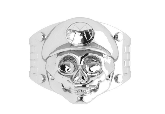 Silver Handmade Skull Biker Ring Gothic Plumbing Repairman Ring Men US5-15