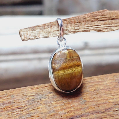 Oval Tiger Eye Pendant Necklace 925 Sterling Silver Necklaces Birthday Gift