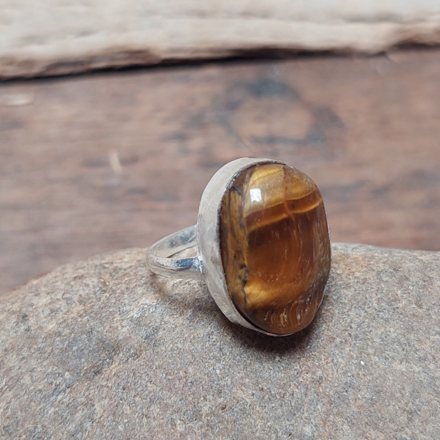 Oval Tigers Eye 925 Sterling Silver Handmade Statement Women Ring Promise Ring