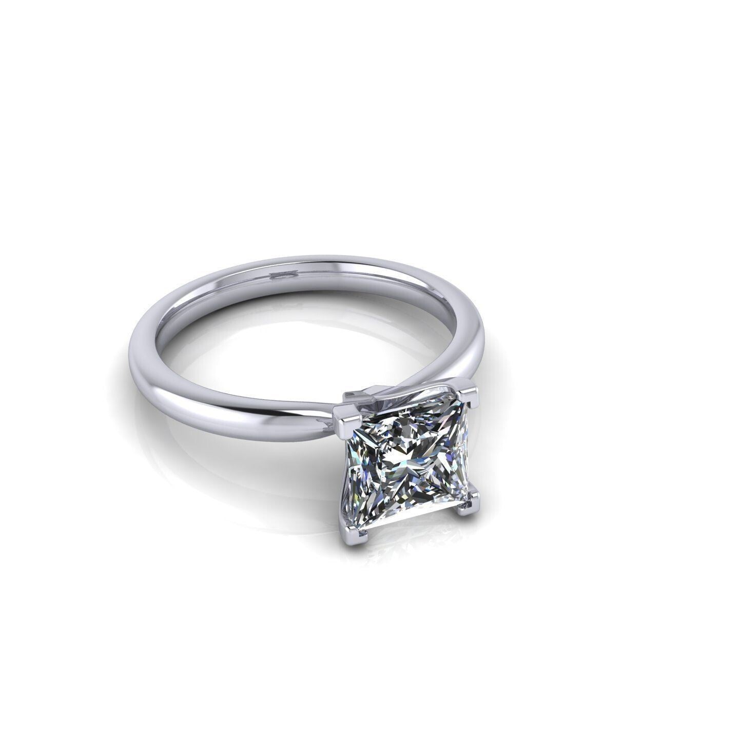 Princess Cut Moissanite Solitaire Engagement Wedding Ring 925 Silver US5~ 15