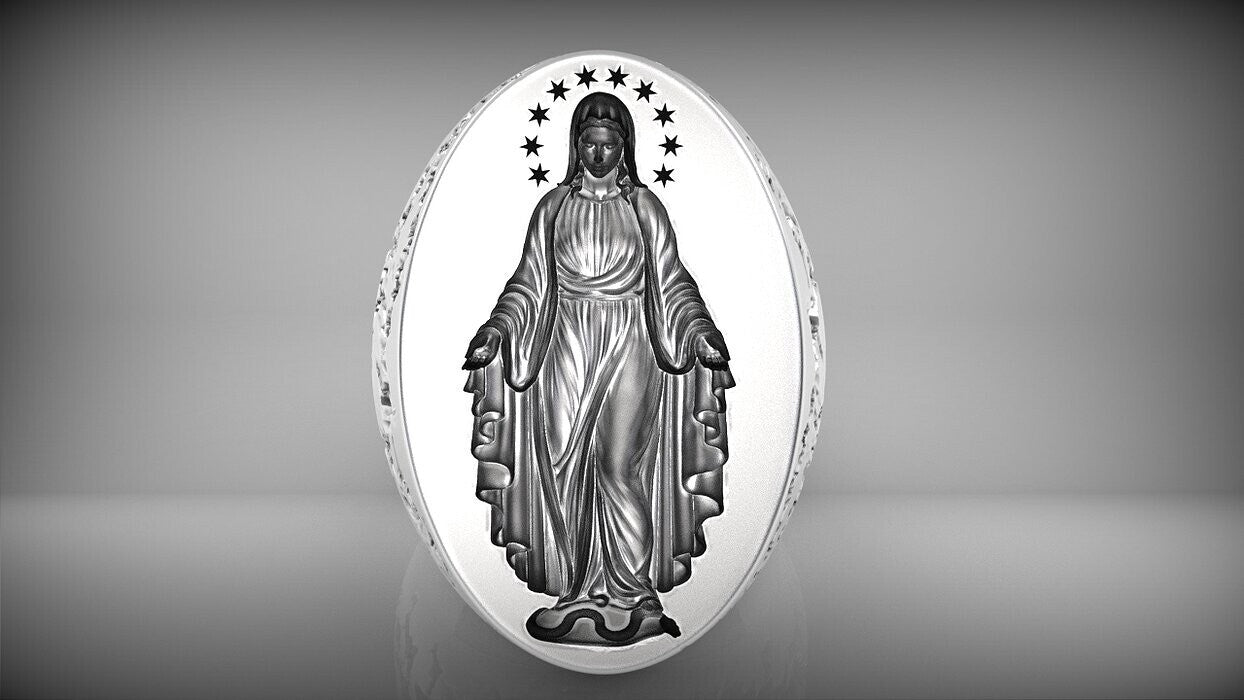 Mother Mary Ring 925 Sterling Silver Vintage Saint Ring US5~15 Antique Design