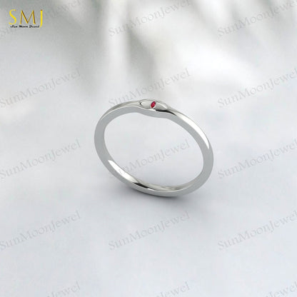 925 Sterling Silver Lab Red Ruby Evil Eye Ring Ruby Minimalist Ring Gift For Her
