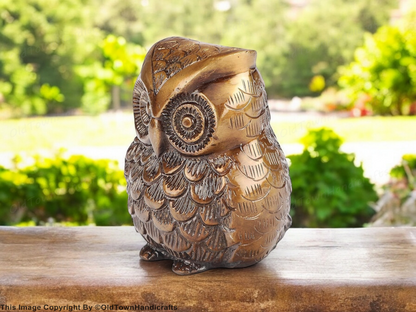 Handmade Brass Owl Statue Ethnic Design Decor for Home Office Unique Gift