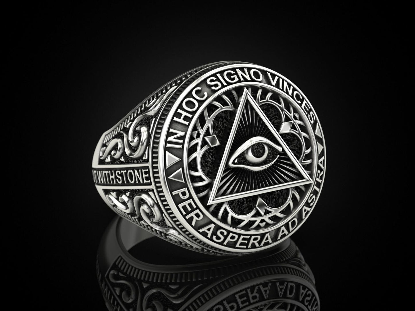 Masonic Freemason Third Eye 925 Sterling Silver Men's Biker Ring US7-15 Gift Men