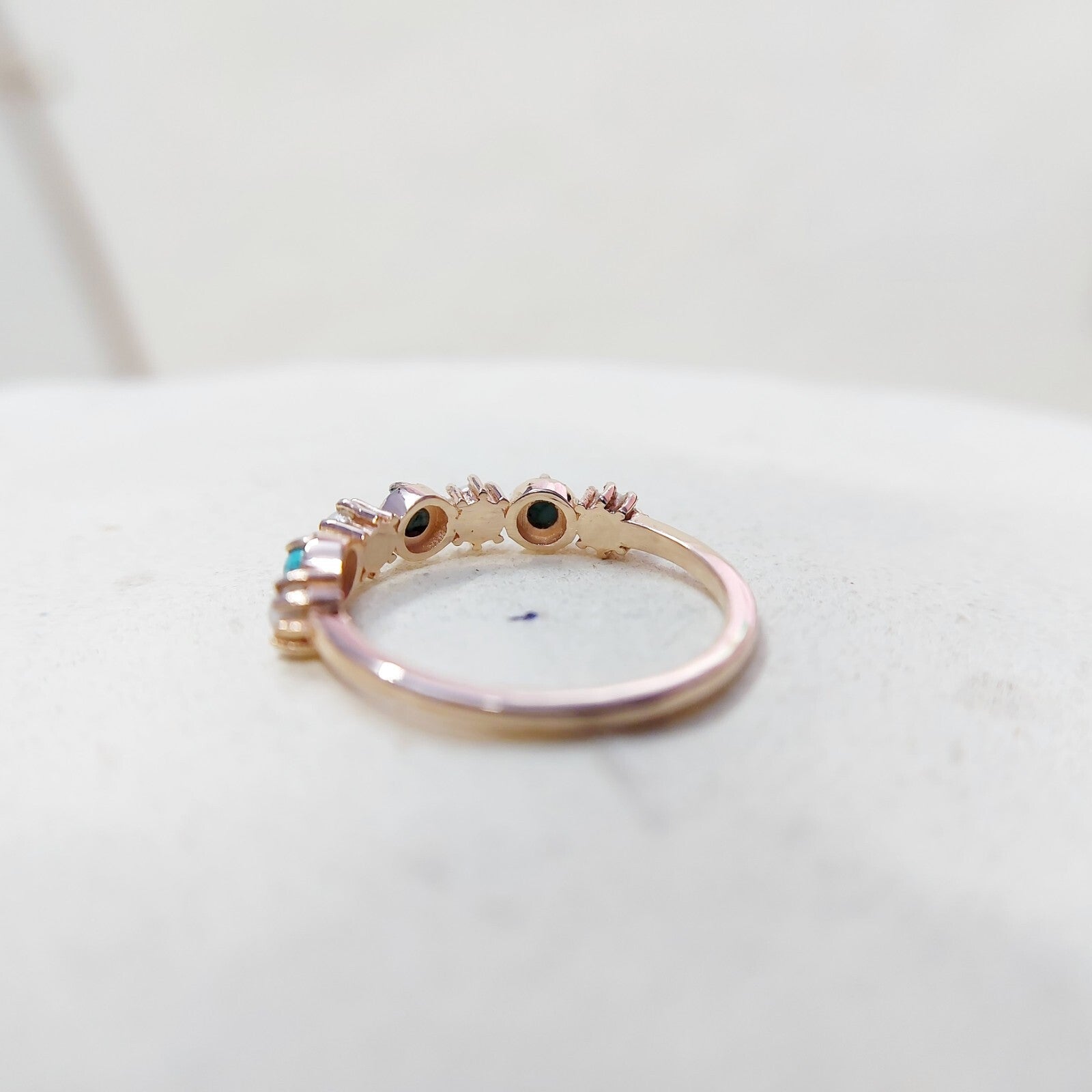 Turquoise Pearl Half Band Gemstone Wedding Engagement Ring For Women Gift Us5~15