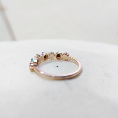 Turquoise Pearl Half Band Gemstone Wedding Engagement Ring For Women Gift Us5~15