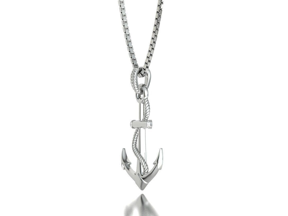 925 Silver Nautical Anchor Pendant Anchor And Rope Necklace For Men Women Gift
