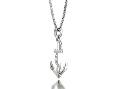 925 Silver Nautical Anchor Pendant Anchor And Rope Necklace For Men Women Gift