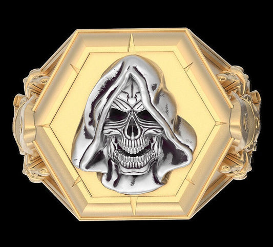 Vintage Gothic Horror Skull Ring Brass Punk Biker Men Halloween Gift Men US5~15