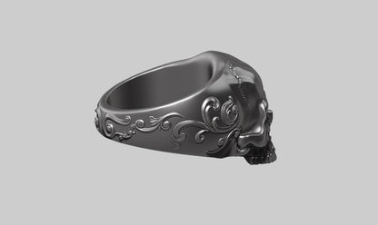 Silver Skull Ring Handmade Bold Gothic Heavy Biker Ring For Men Women US5~15