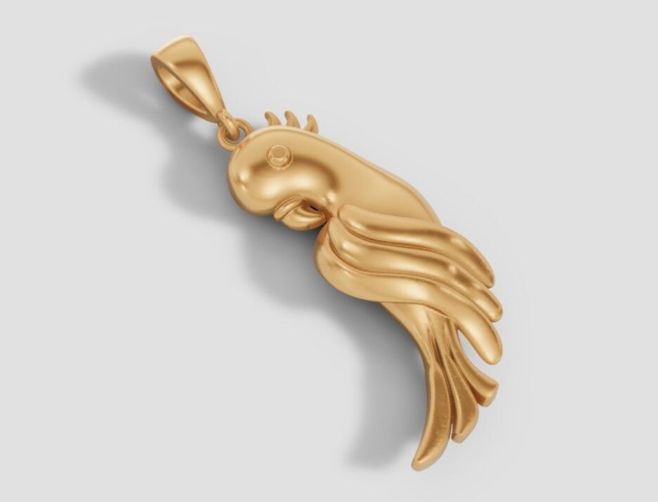 Parrot Bird Pendant Necklace Brass Exotic Tropical Wildlife Charm Gift for Women