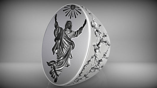 Ascension Jesus Christ Ring 925 Silver Religious Signet Ring US5~15 Faith Gift