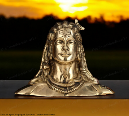 Brass Adiyogi Shiva Statue Lord Shiva Idol for Home Decor Shiva Statue Gift  4"