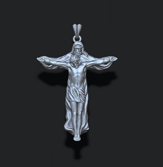 Silver Jesus With Holy Cross Pendant Jesus Necklace Wedding Gift For Men Women