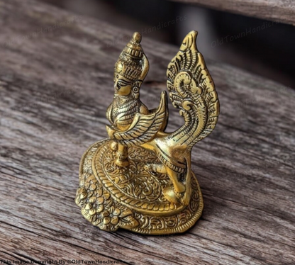 Handcrafted Brass Kamdhenu Cow Idol Gold Decorative Showpiece for Home Decor