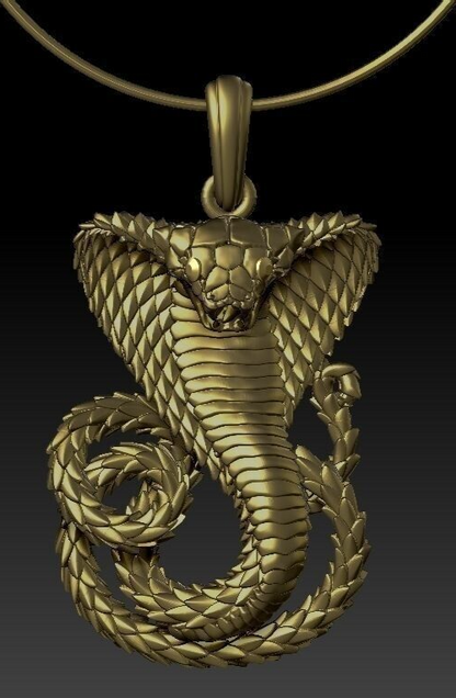 Cobra Brass Pendant Snake Brass Necklace Serpent Jewelry Gift Cobra Necklace