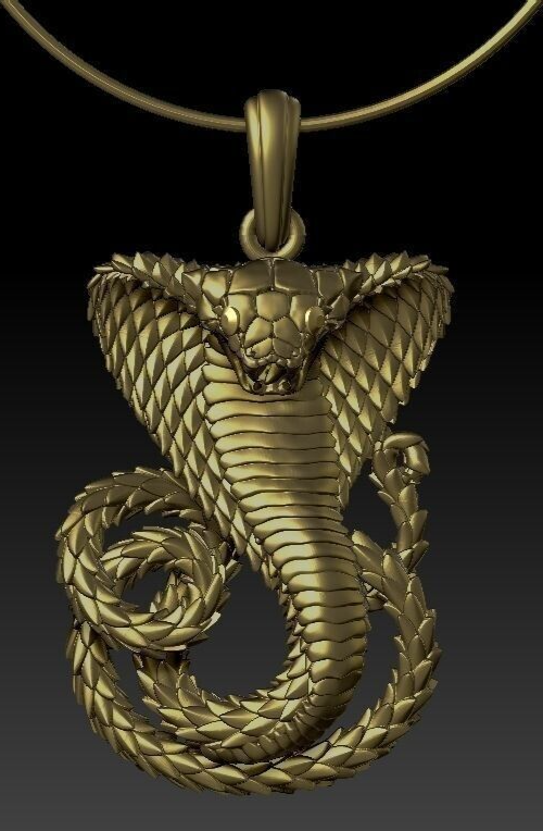 Cobra Brass Pendant Snake Brass Necklace Serpent Jewelry Gift Cobra Necklace