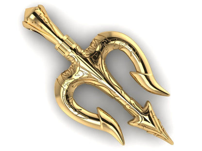Brass Hindu Shiva Trishul Pendant Temple Pooja Lord Shiva Trident Jewelry Men