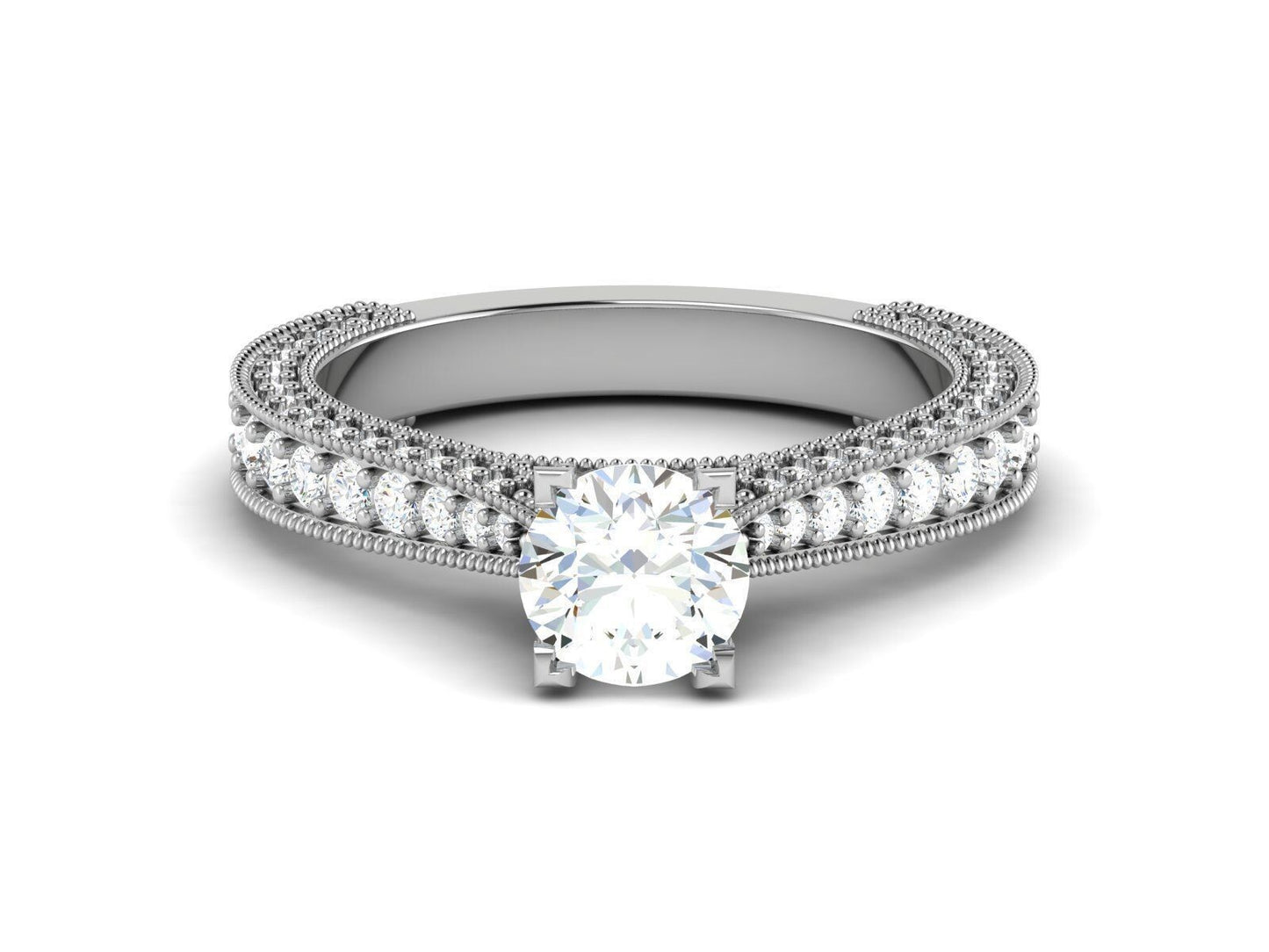Moissanite Solitaire Engagement Ring Silver Round Cut Promise Ring Women US5~15