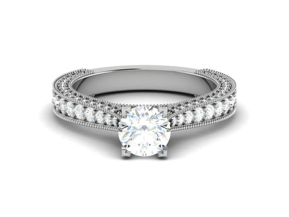 Moissanite Solitaire Engagement Ring Silver Round Cut Promise Ring Women US5~15