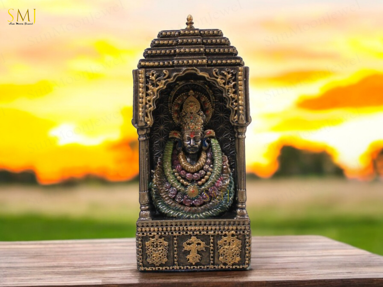 Khatu Shyam Polyresin Statue Bonded Bronze Khatu Shyam Indian God Idol Decor