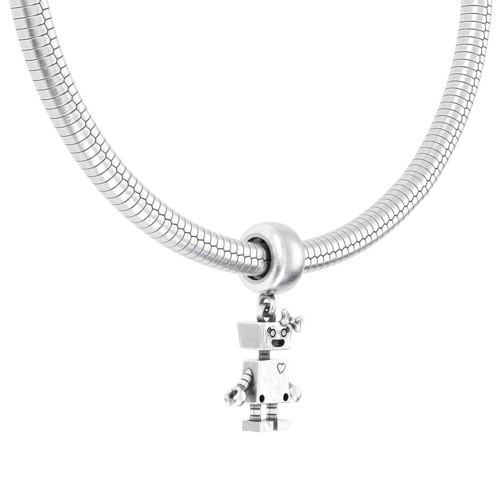 925 Sterling Silver Robot Pendant Necklace Robot Charm Handmade Jewelry Women