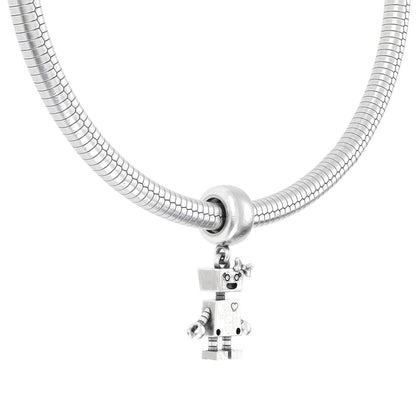 925 Sterling Silver Robot Pendant Necklace Robot Charm Handmade Jewelry Women