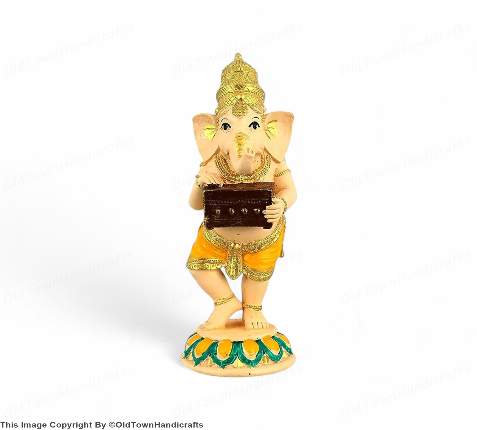 Lord Ganesha Dancing Playing Harmonium Ganesh Figurine Decorative Showpiece