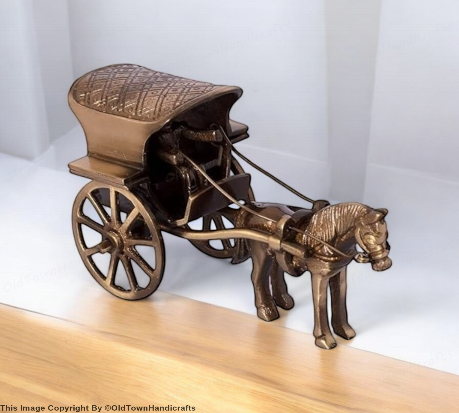 Antique Finish Brass Horse Carriage Showpiece Elegant Home Decor Unique Gift